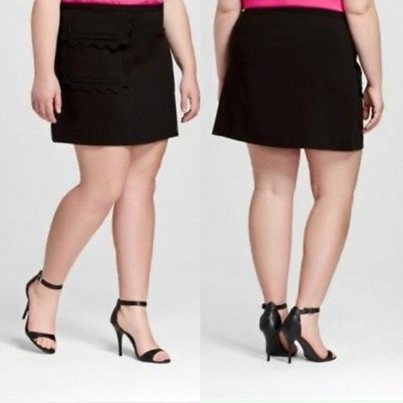 VICTORIA BECKHAM x TARGET Black Twill Scallop Pocket A-Line Mini Skirt NWT - Picture 5 of 8
